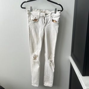 Rag and bone white distressed skinny jeans sz 25 crop